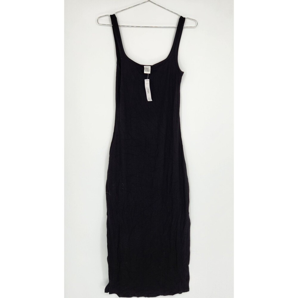 Victoria's Secret Small Black All Day Soft Rib Bodycon Midi Dress‎ NWT